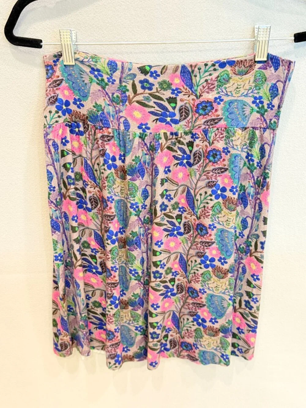 Natural Life Floral Boho Mini Midi Skirt Cottagecore Fairycore Festival Rayon M
